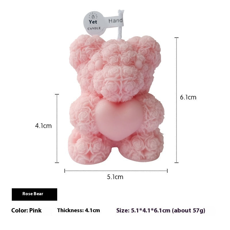 Rose Bear Aromatherapy Candle Creative Bedroom Decoration Valentine's Day Girls' Gifts