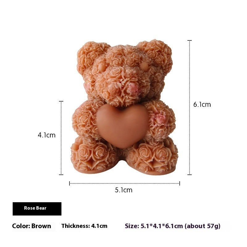 Rose Bear Aromatherapy Candle Creative Bedroom Decoration Valentine's Day Girls' Gifts