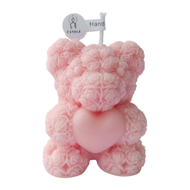 Rose Bear Aromatherapy Candle Creative Bedroom Decoration Valentine's Day Girls' Gifts