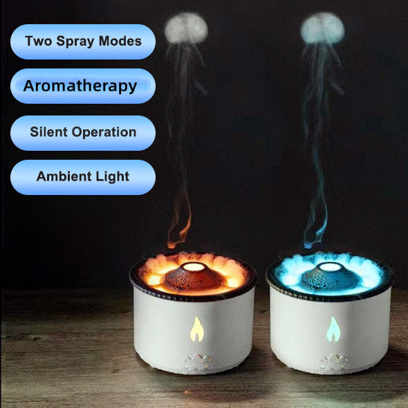 New Creative Ultrasonic Essential Oi Essential Oil Humidifier Volcano Aromatherapy Machine Spray Jellyfish Air Flame Humidifier Diffuser